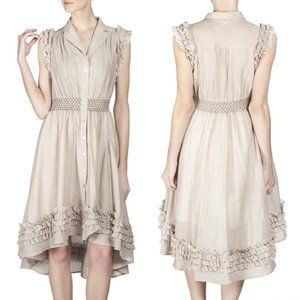 RYU Vintage/Retro-Style Button Up Ruffle Dress